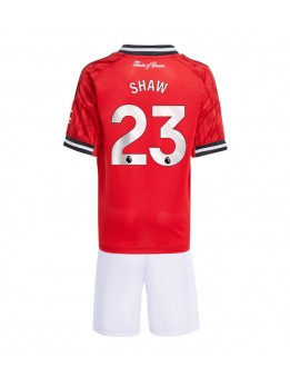 Manchester United Luke Shaw #23 Replika Hemmakläder Barn 2025-26 Kortärmad (+ byxor)